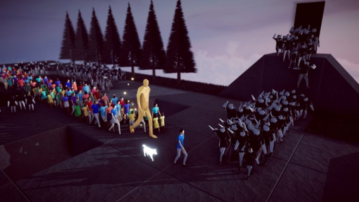 Humanity: Become a Shiba Inu Guiding Crowds of People to Goals