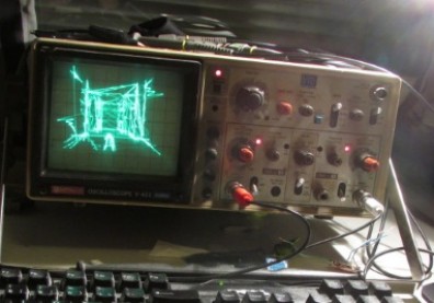Quake running on a Oscilloscope