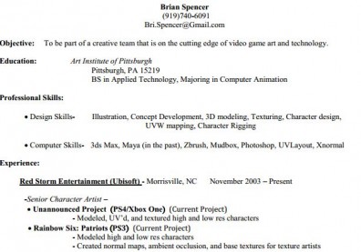 Brian Spencer's resume